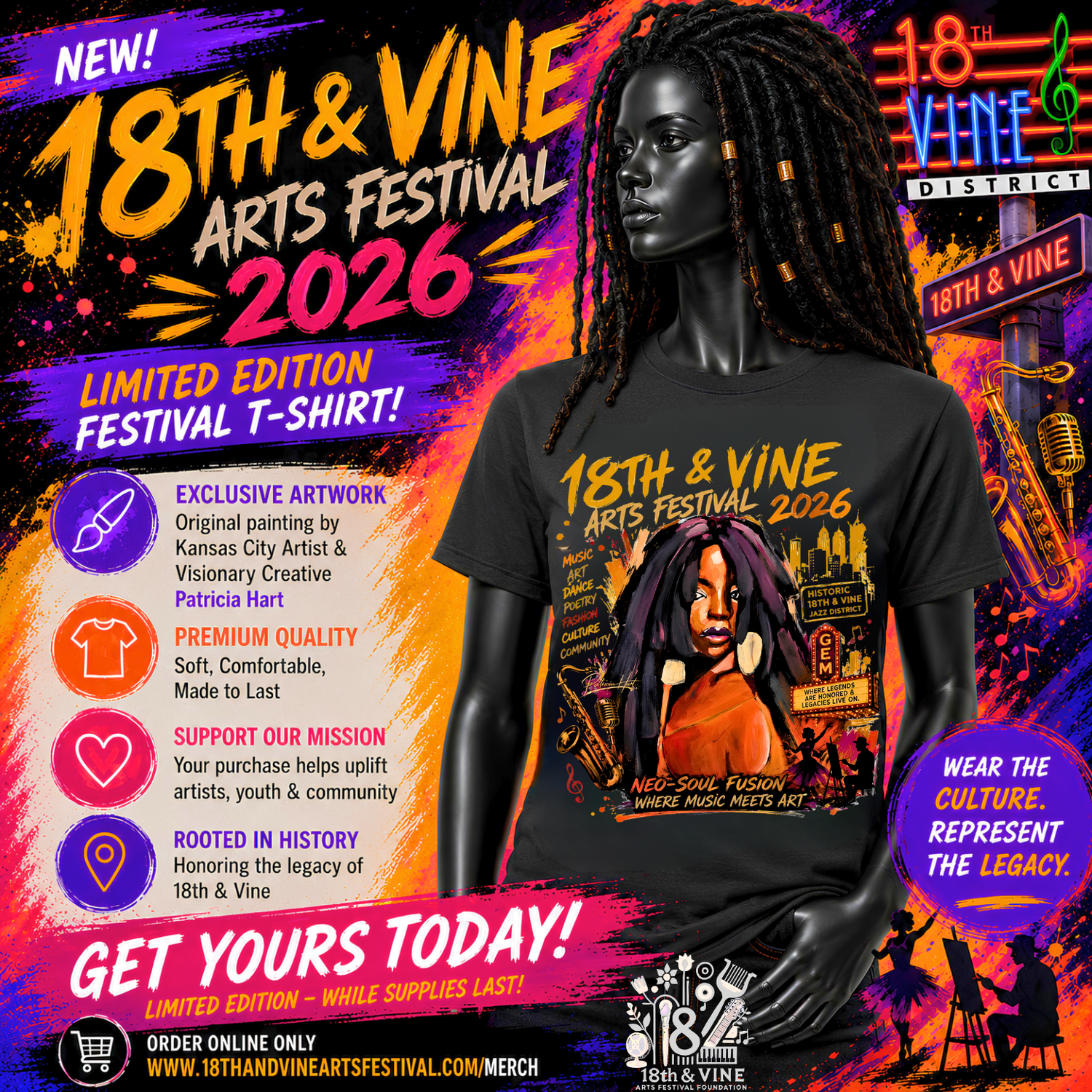 18th & Vine Arts Festival 2026 Limited Edition Tee – Neo-Soul